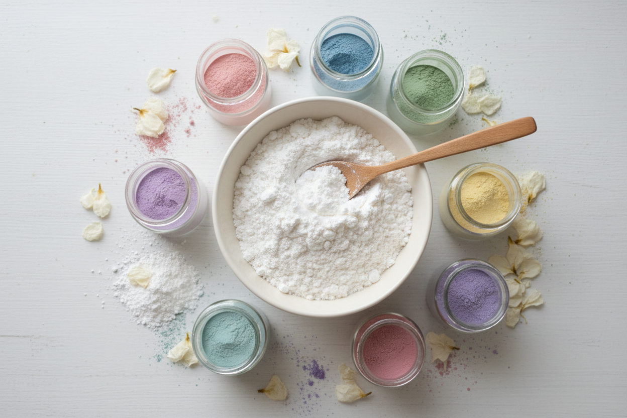 Base blanche et palette de pigments