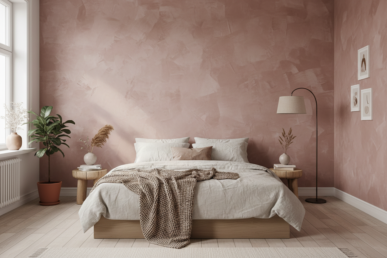 Chambre rose poudré