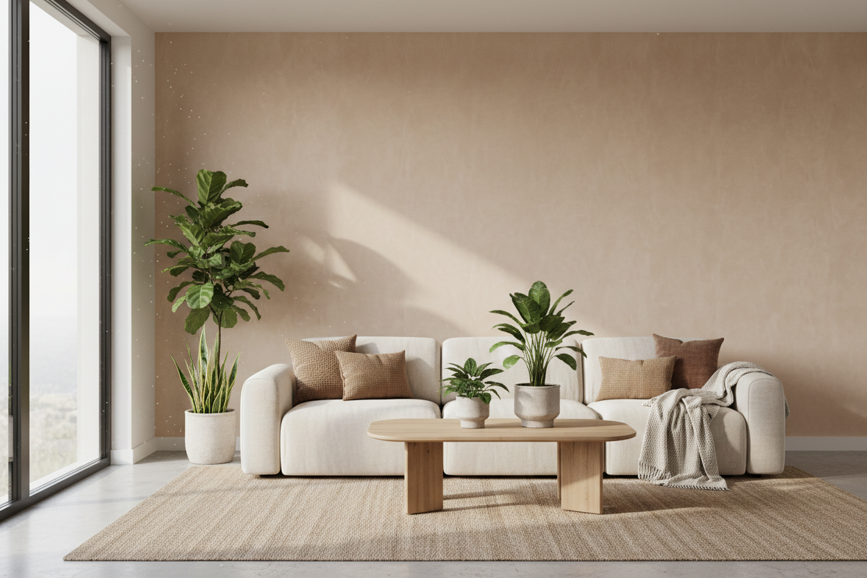 Séjour beige chaleureux